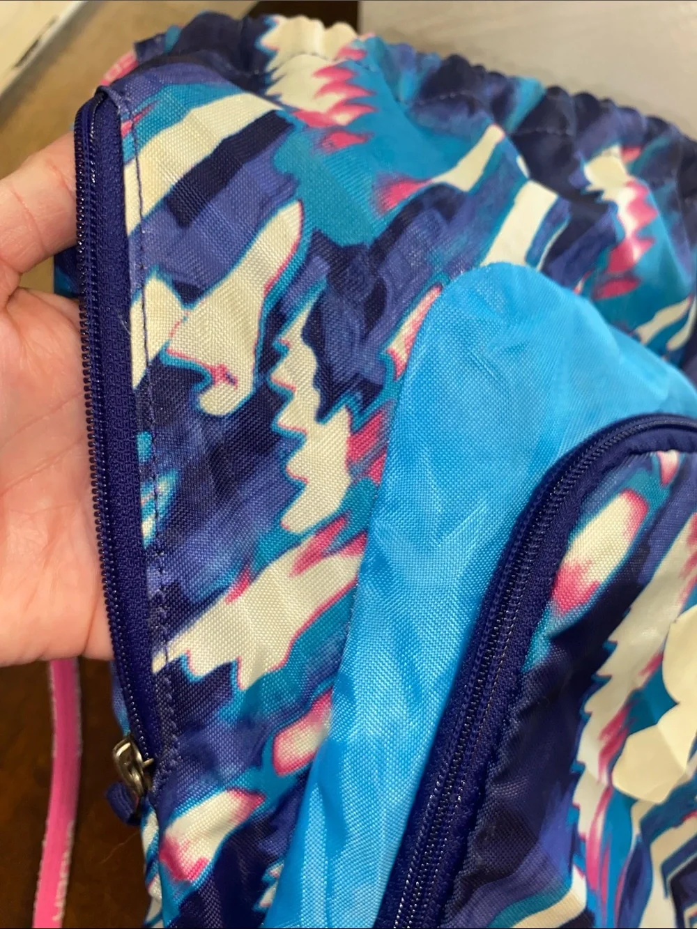 Under Armour Blue, Pink & White Patterned Drawstring Backpack